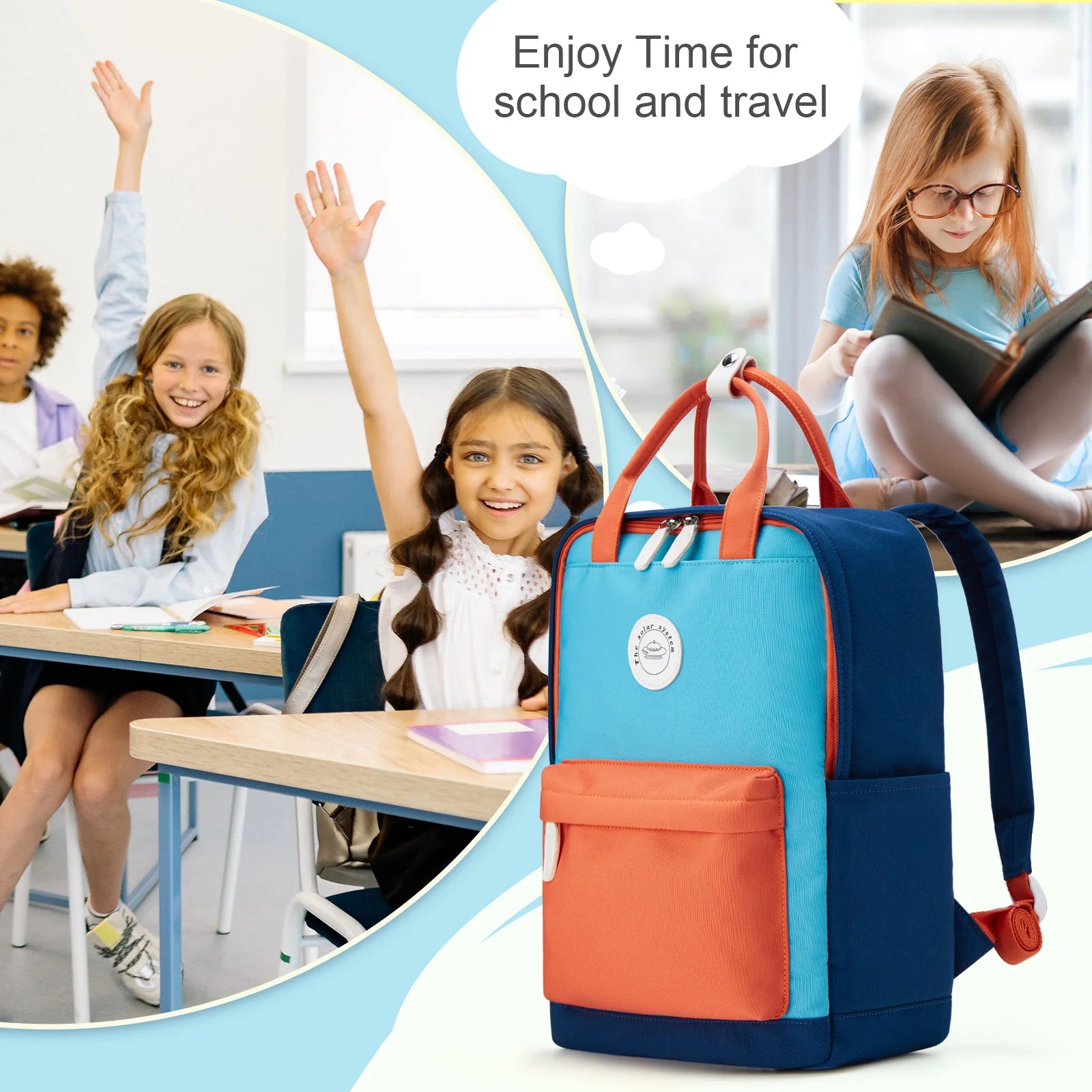 Fewchor Unisex School Backpack — Lightweight Patchwork Daypack for Students