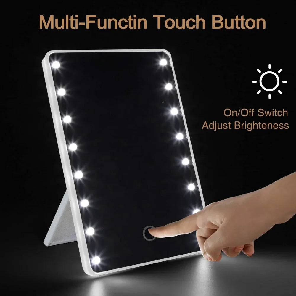 LED Lighted Makeup Mirror — Portable Desktop Cosmetic Tool with Touch Dimming