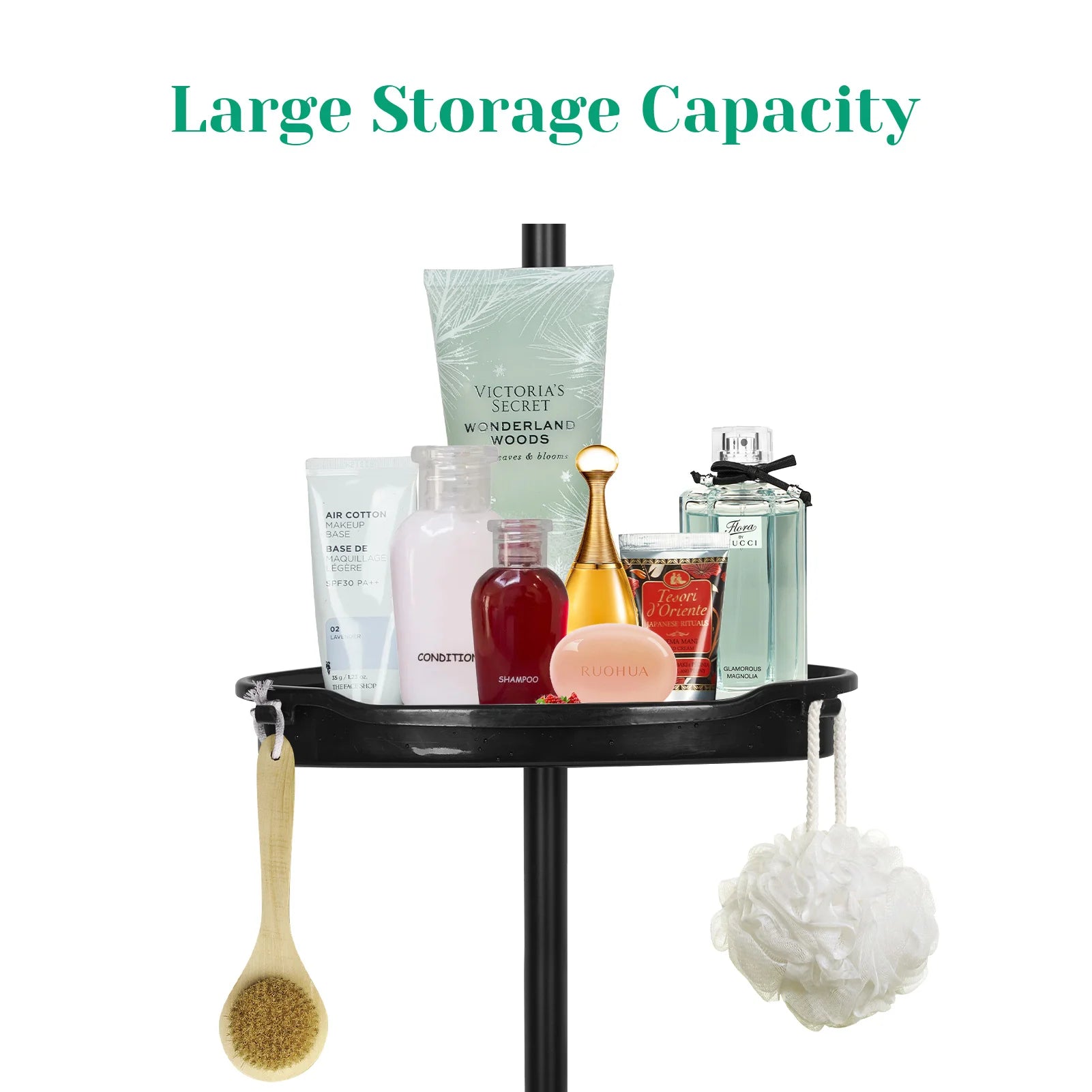 HiMISS Corner Shower Caddy — 4-Tier Adjustable Tension Pole Organizer