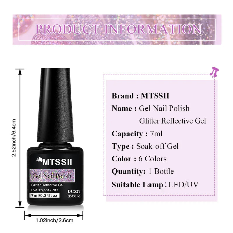 Mtssii Reflective Glitter Gel Nail Polish — Sparkling Holographic Effect