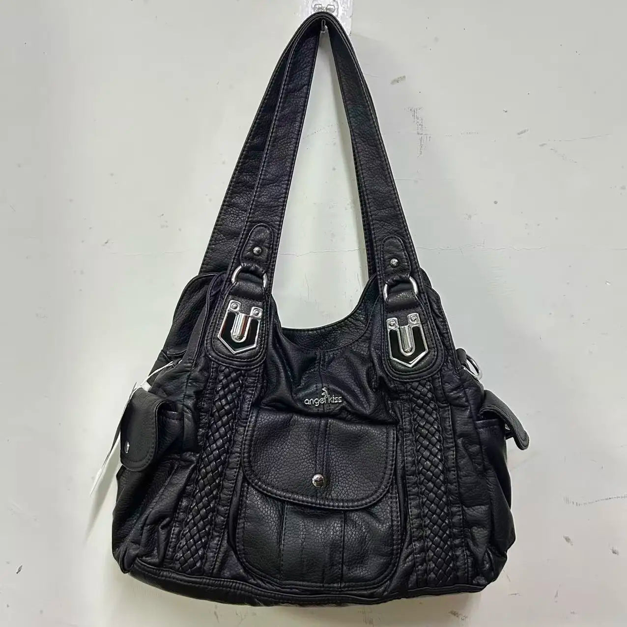 Venn Angel Women's Soft Washed Leather Hobo Bag — Multi-Pocket Shoulder Crossbody