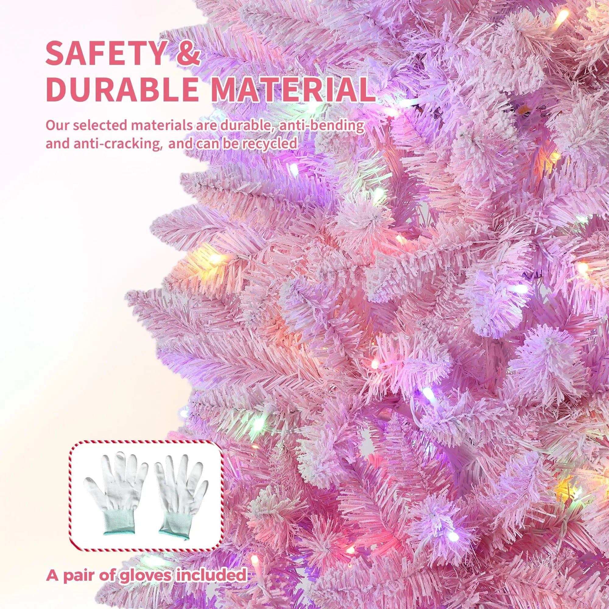 GAOMON 6ft Slim Pencil Christmas Tree — Pink and White Gradient Ombre Decor
