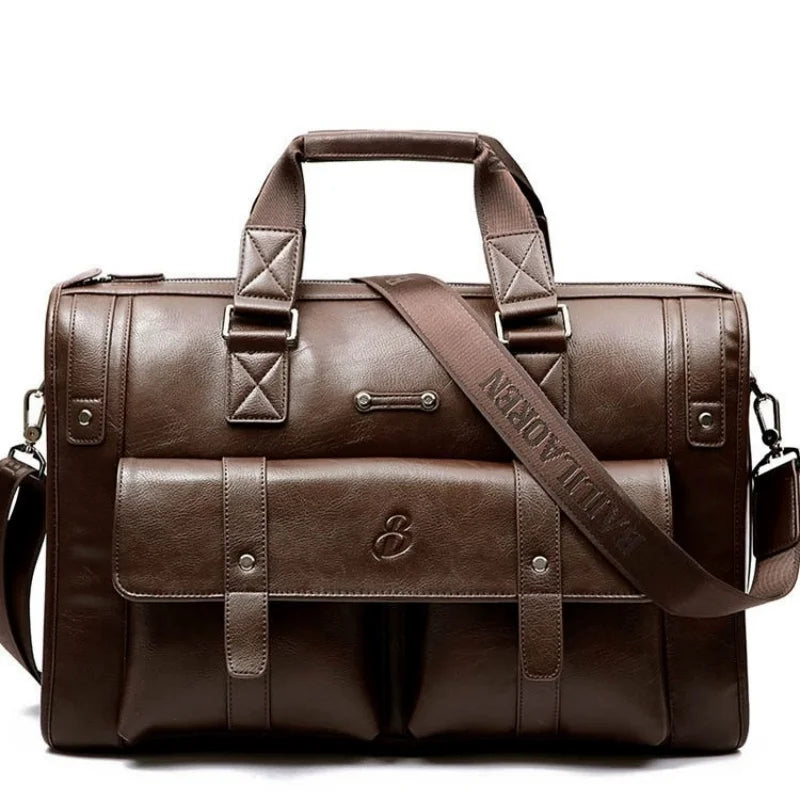 Men's Leather Business Briefcase — Large Capacity Laptop Messenger Bag