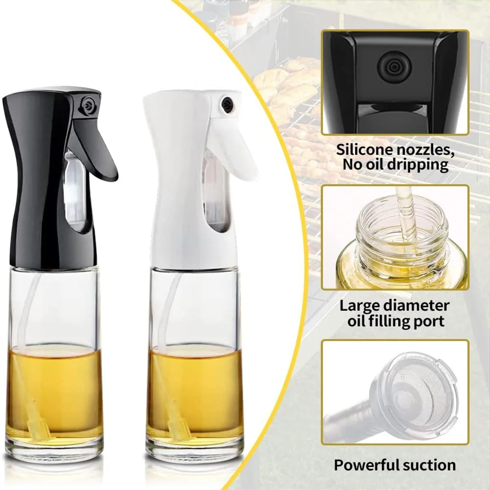 Oil Spray Dispenser Bottle — Reusable Mist Sprayer for Cooking & BBQ