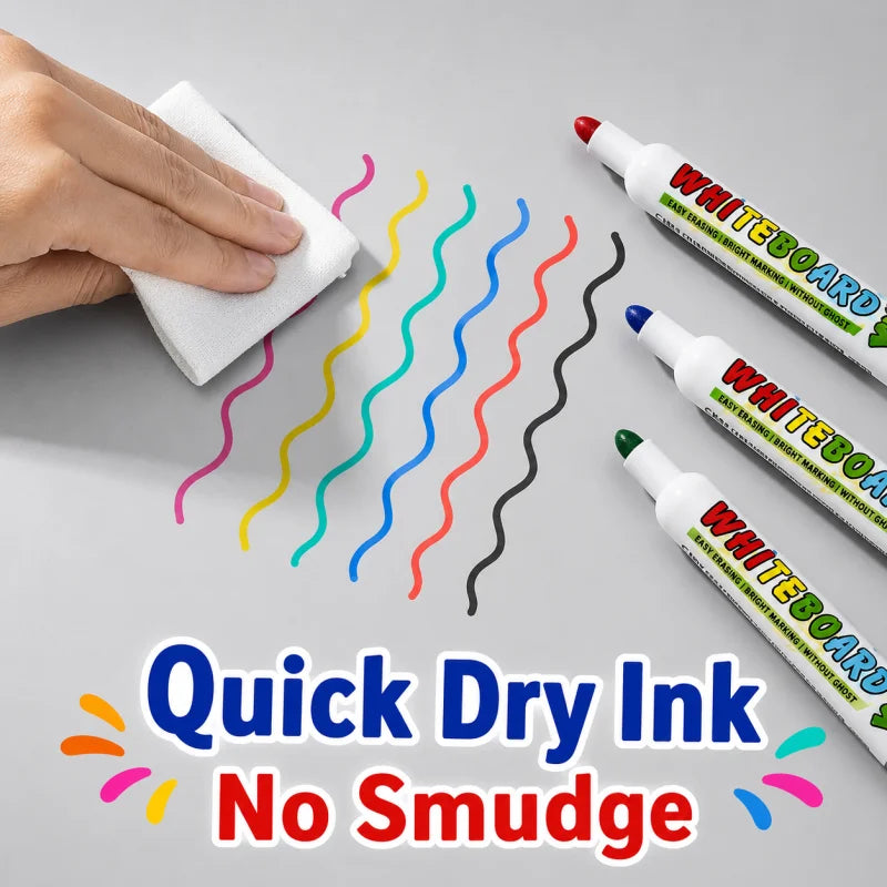 Artriink Dry-Erase Whiteboard Markers — 12 Vibrant Colors for Office and School
