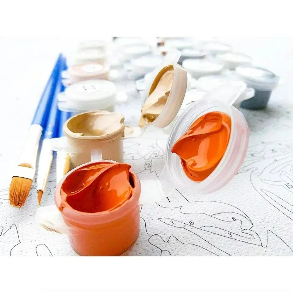 Coastal Town Seascape Paint by Numbers — DIY Canvas Oil Painting Kit