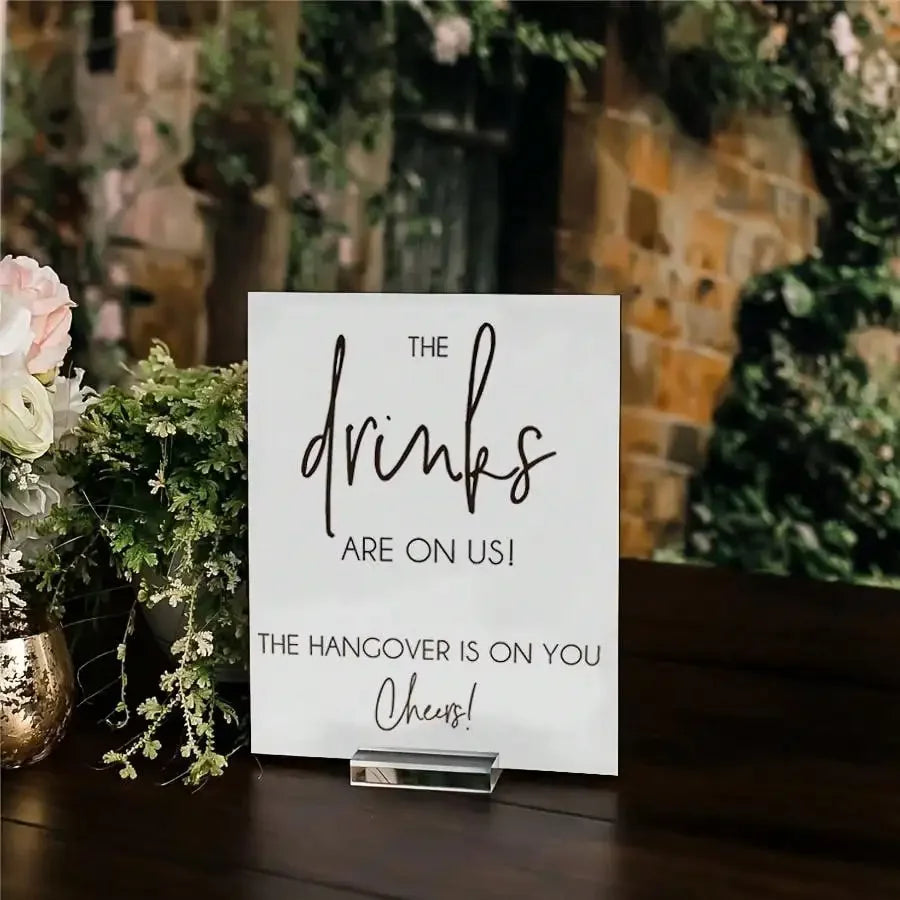 Acrylic Wedding Bar Sign — Elegant Tabletop Decor with Stand