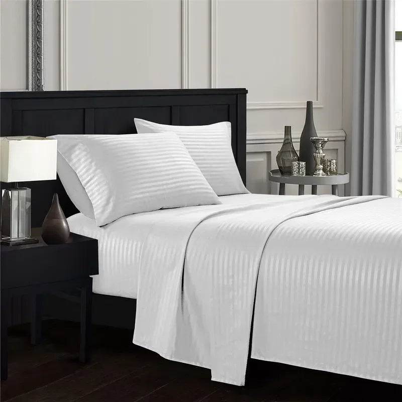 mystybloom Embossed Brushed Stripe Bedding Set — Soft Textured Sheet Collection