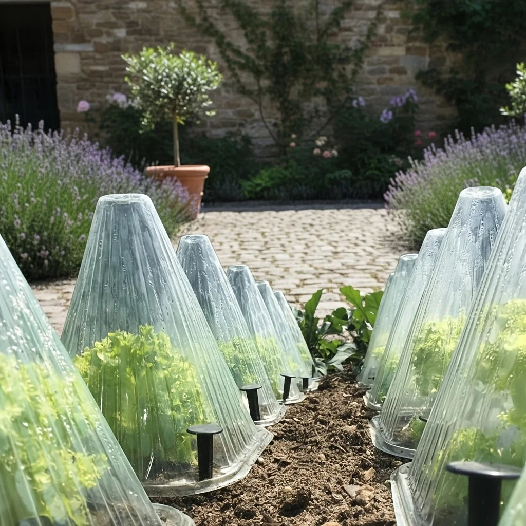 Reusable Plant Protector Cloches — Clear Seedling Covers with Mesh