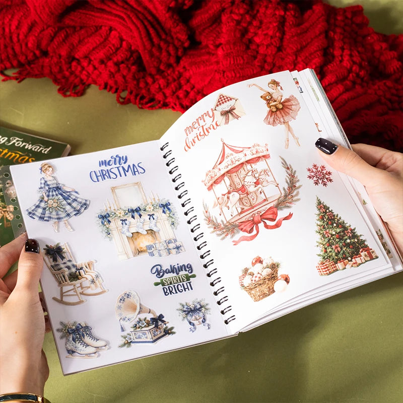 Retro Christmas Stationery Stickers — 50 Piece Santa Claus Decor Set