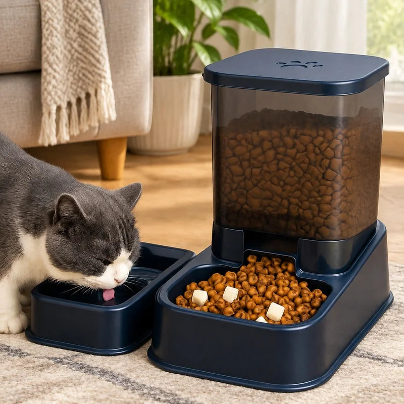 Automatic Pet Feeder and Water Bowl Set — Precise Portion Control, Battery-Free