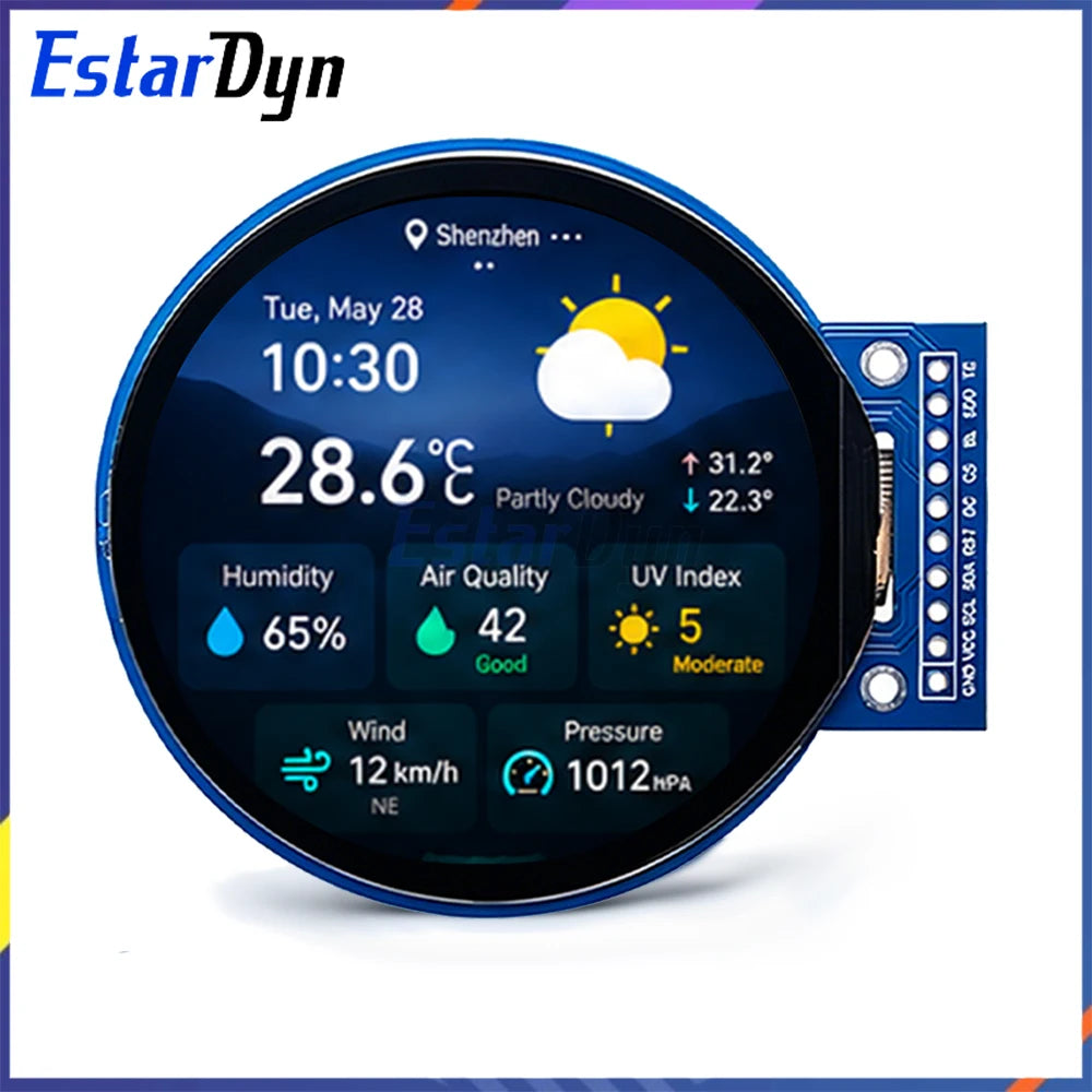 Estardyn 2.1-Inch Round TFT LCD Screen — 360x360 SPI Display Module