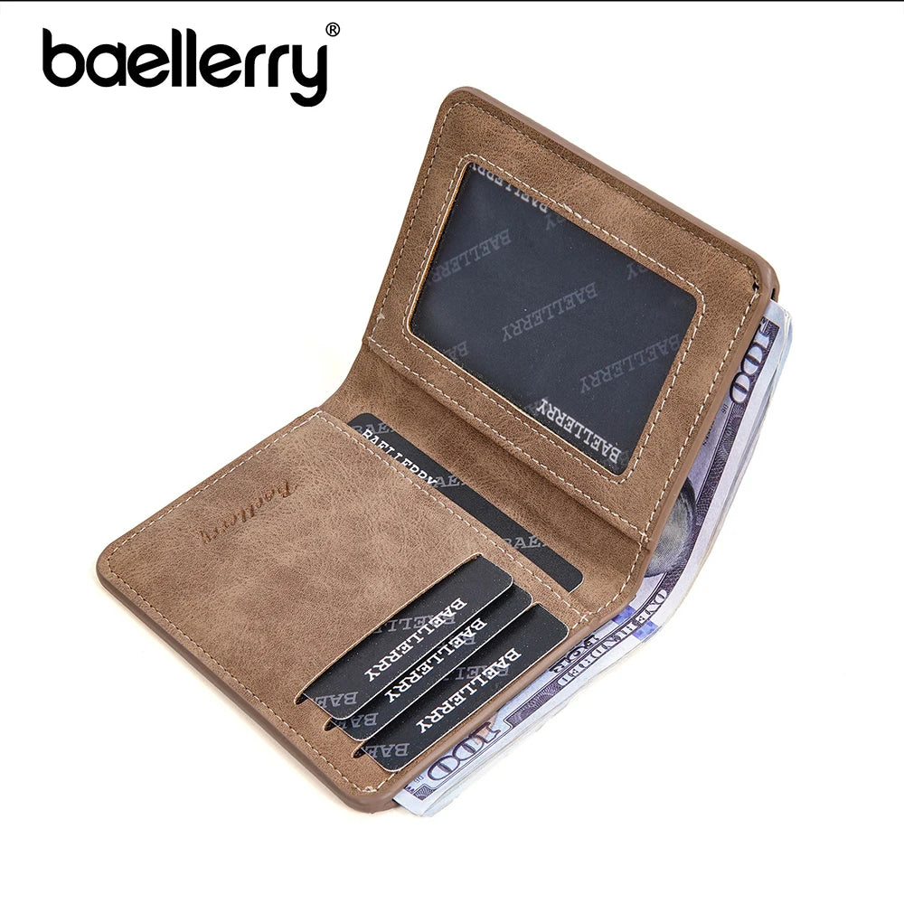 Baellerry Men's PU Leather Wallet — Slim Minimalist Front Pocket Money Clip