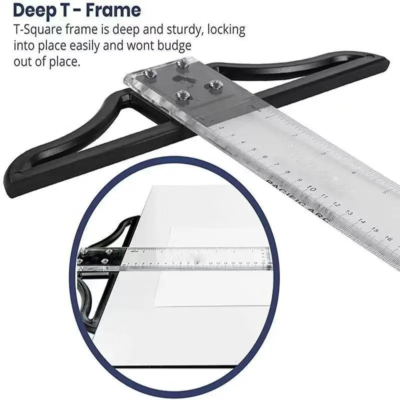 Precision T-Square Drafting Ruler — Removable Head for Architecture & Design