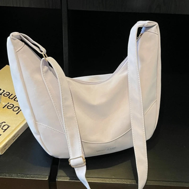 Large Capacity PU Leather Hobo Bag — Soft Crescent Shoulder & Crossbody Purse