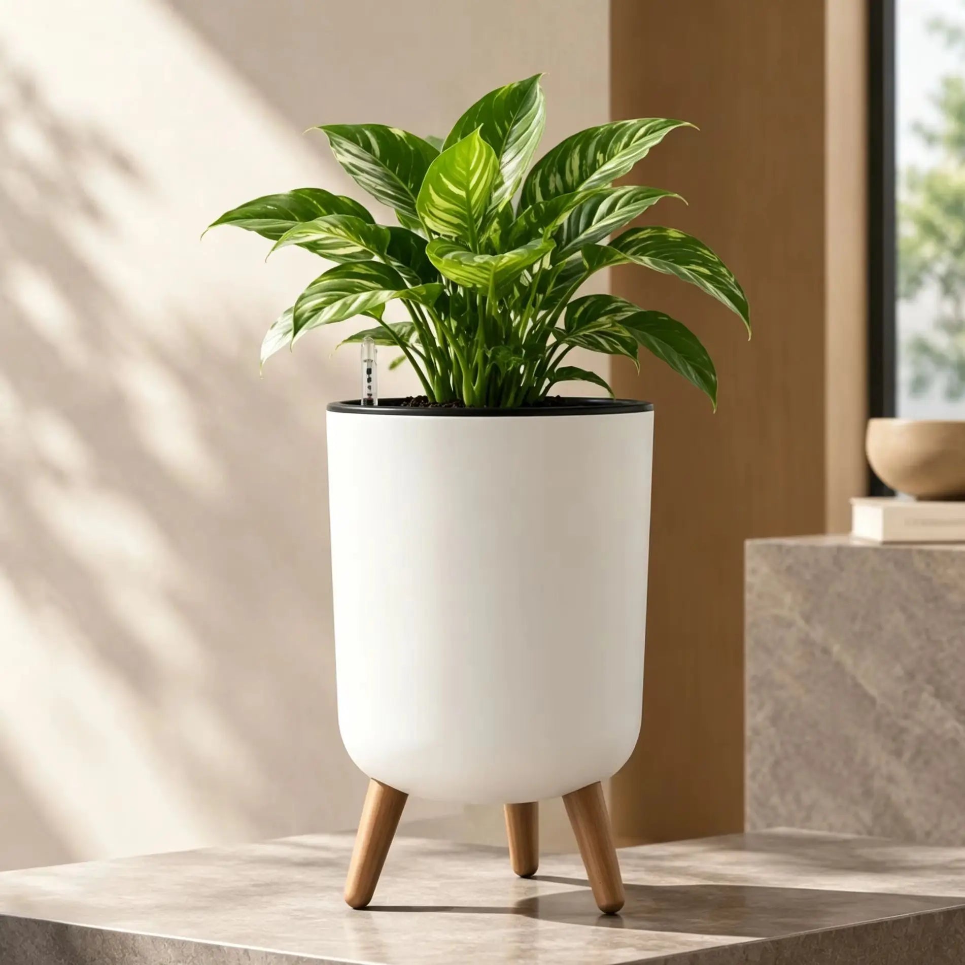 Self-Watering Indoor Planter with Stand — Modern Decorative Flower Pot