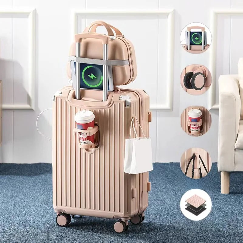 Multi-Functional Travel Suitcase — Large Capacity Carry-On with USB Port