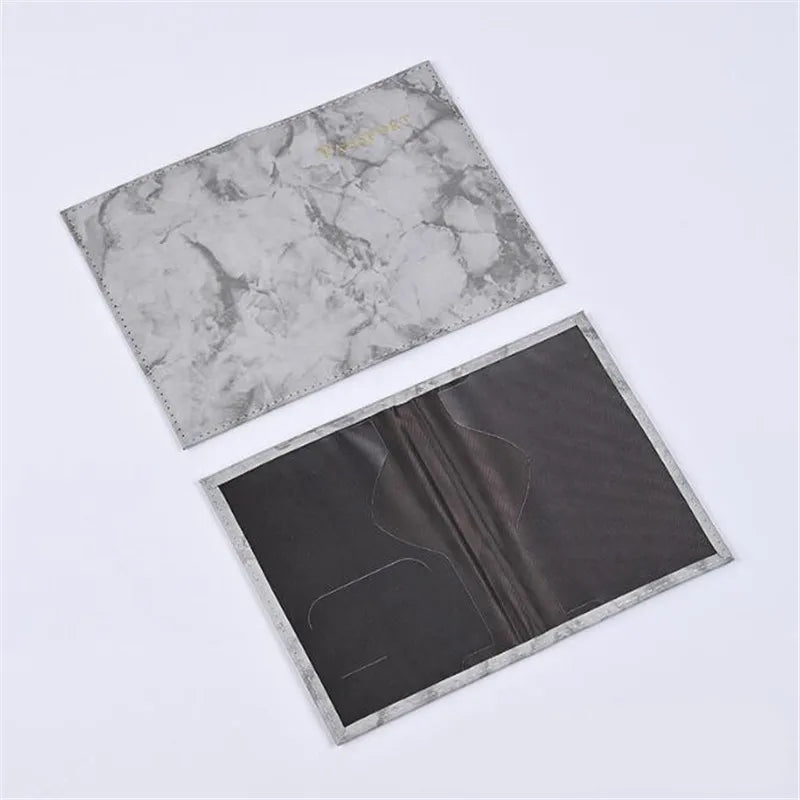 Marble Pattern Passport Cover — Ultra-Thin Travel Document Holder