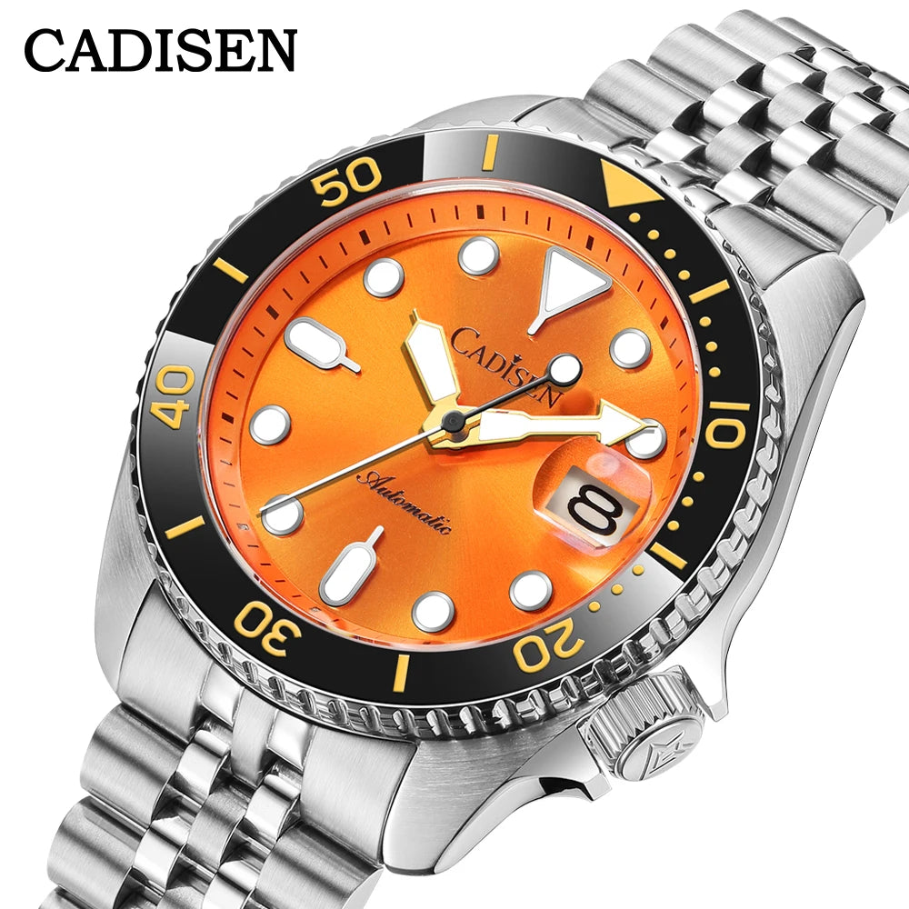 Cadisen 2026 Automatic Mechanical Watch — Luminous Diver with Ceramic Bezel