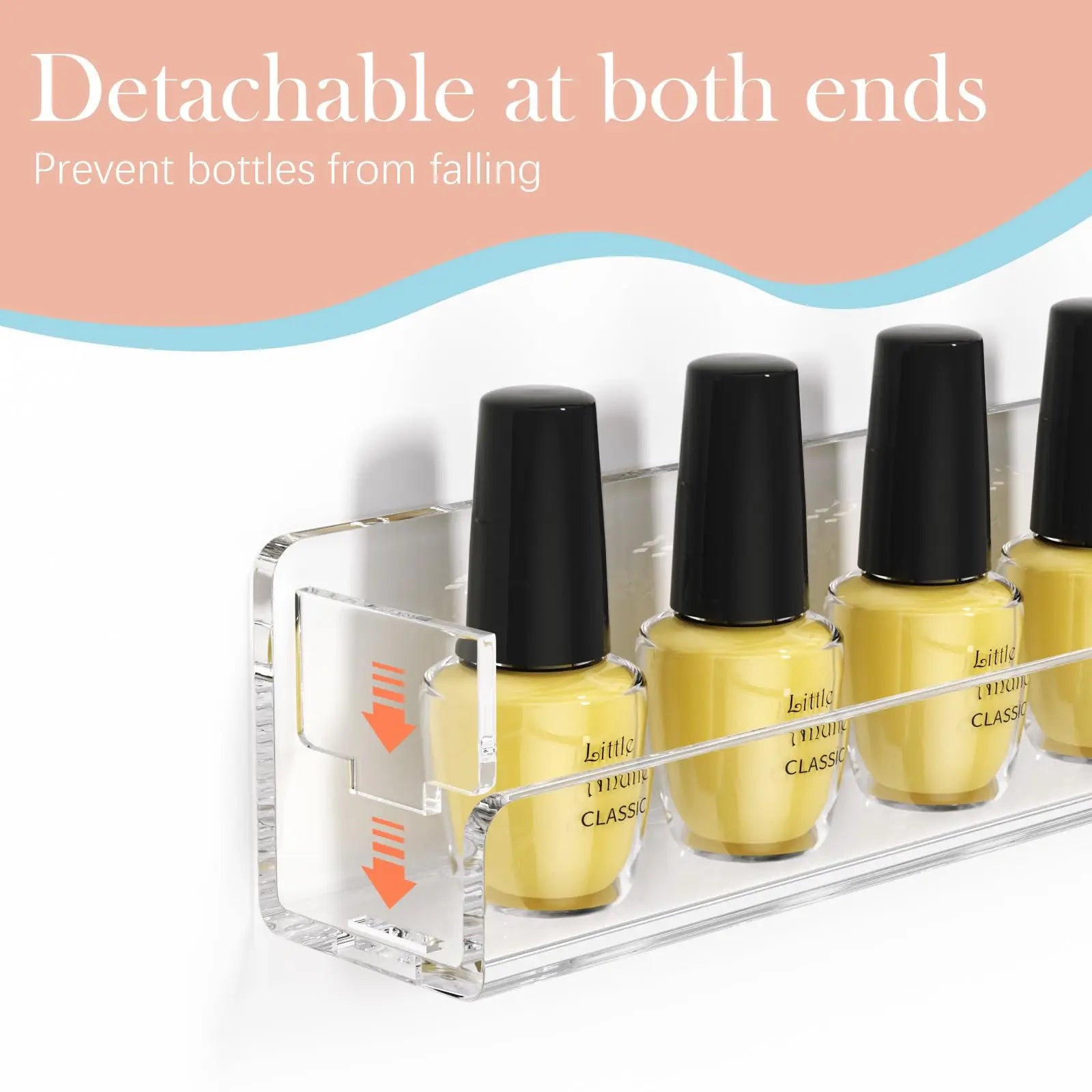 Clear Acrylic Nail Polish Wall Rack — Floating Display Shelves for Organization