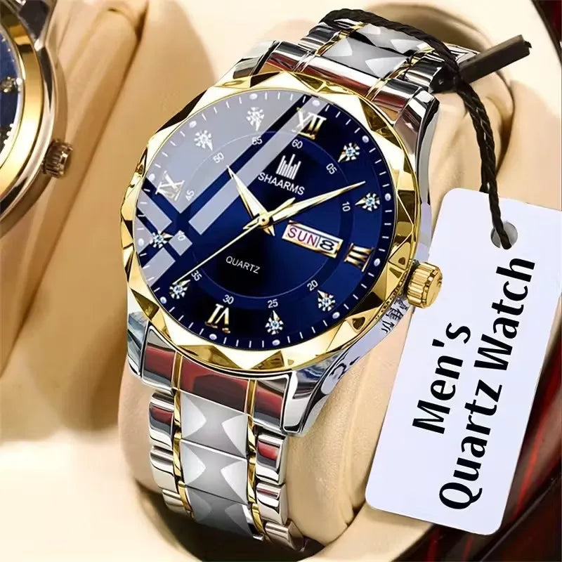 Men's Luxury Quartz Watch — Classic Business Style with Stainless Steel Strap