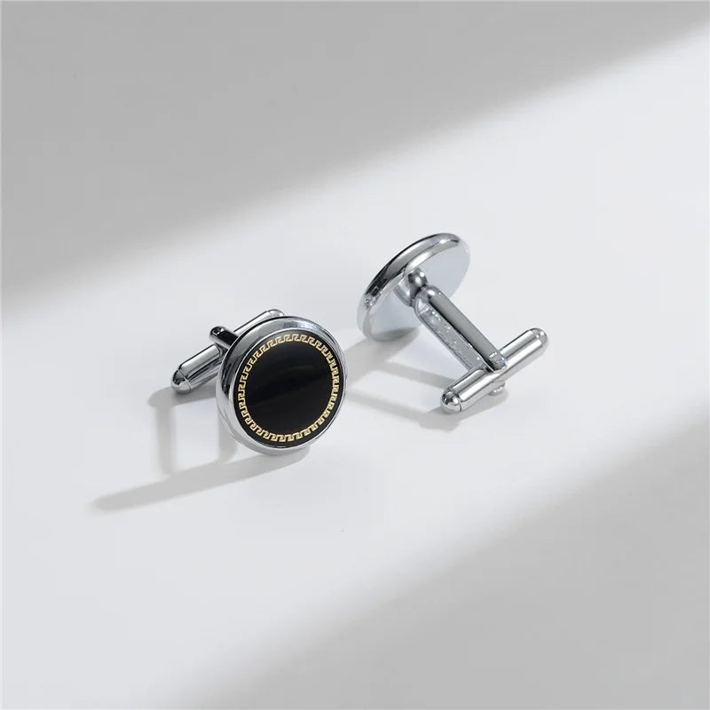 UJOY Luxury Copper Cufflinks — Elegant Round and Square Men's Jewelry Set