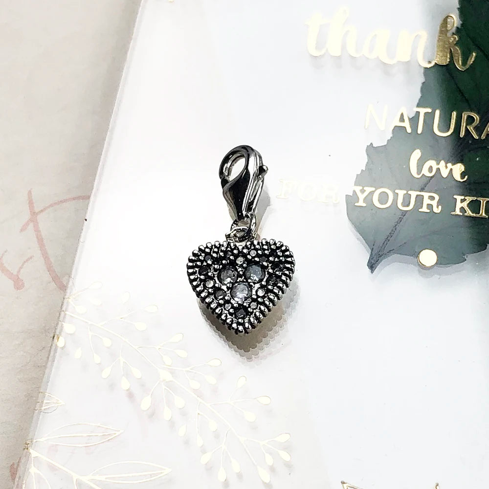 Thaddaeus Vintage Heart Pendant — 925 Sterling Silver Zircon Charm