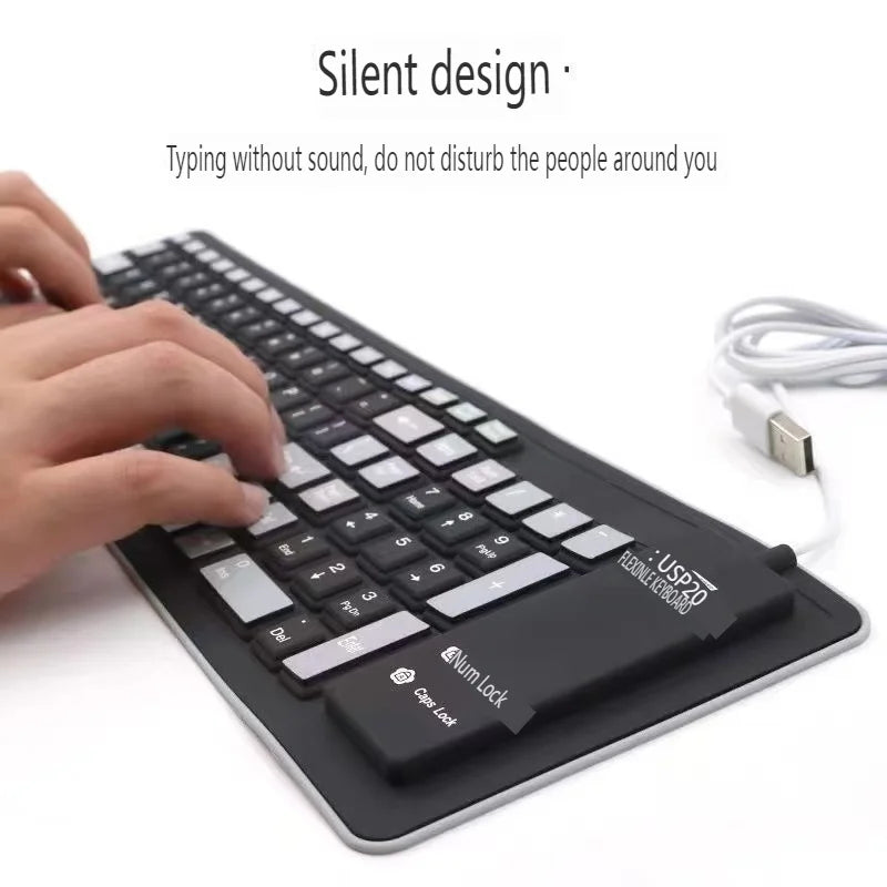 bkscy Flexible Silicone Keyboard — Waterproof Folding USB Wired Design