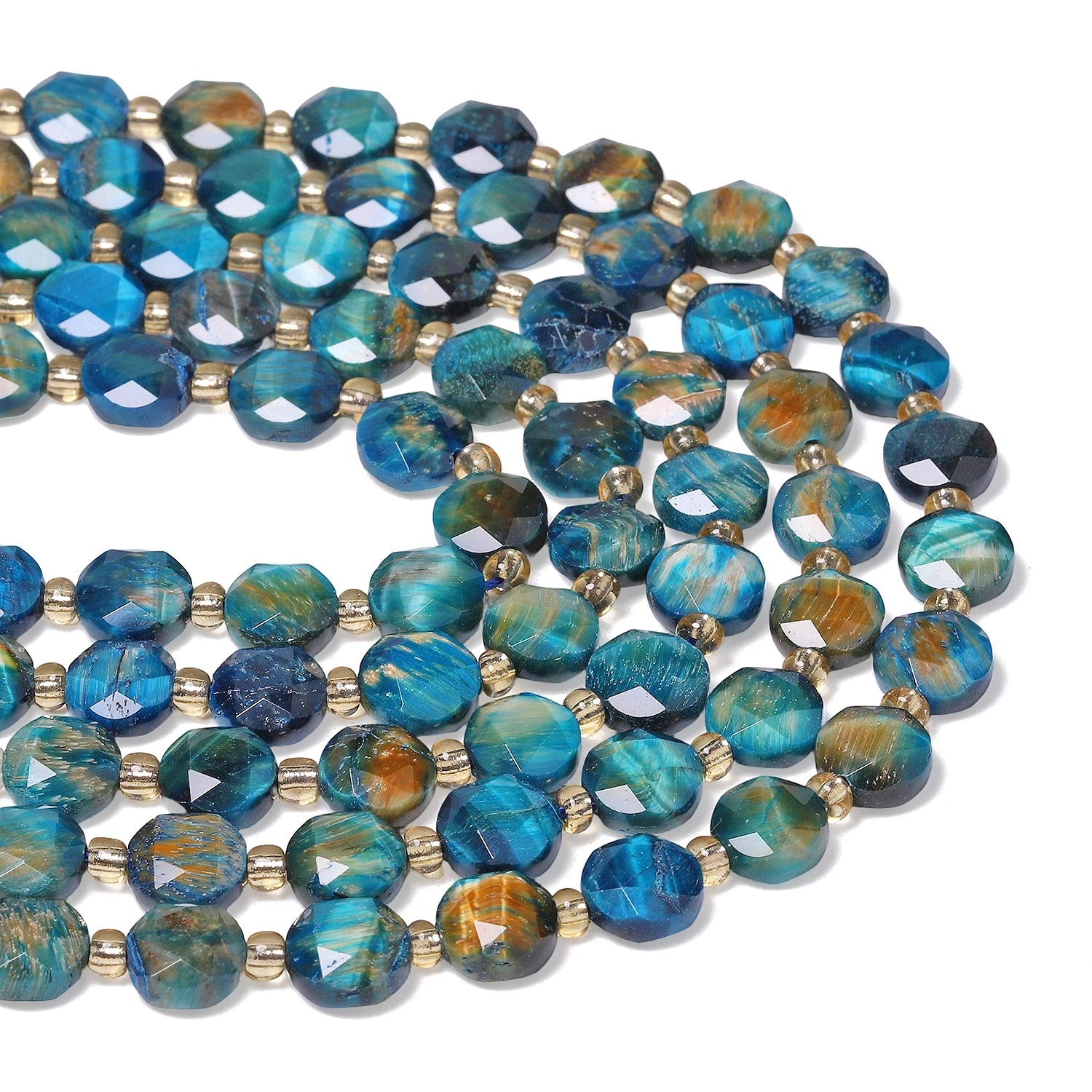 Natural Tiger Eye Stone Beads — Faceted Coin Shape for Jewelry Making