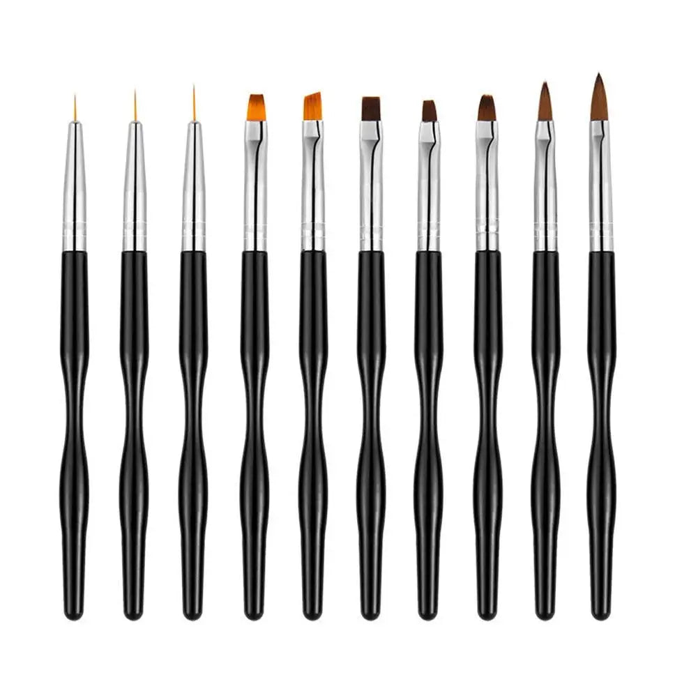 10-Piece Nail Art Brush Set — Precision Tools for Gel Polish and Detailing
