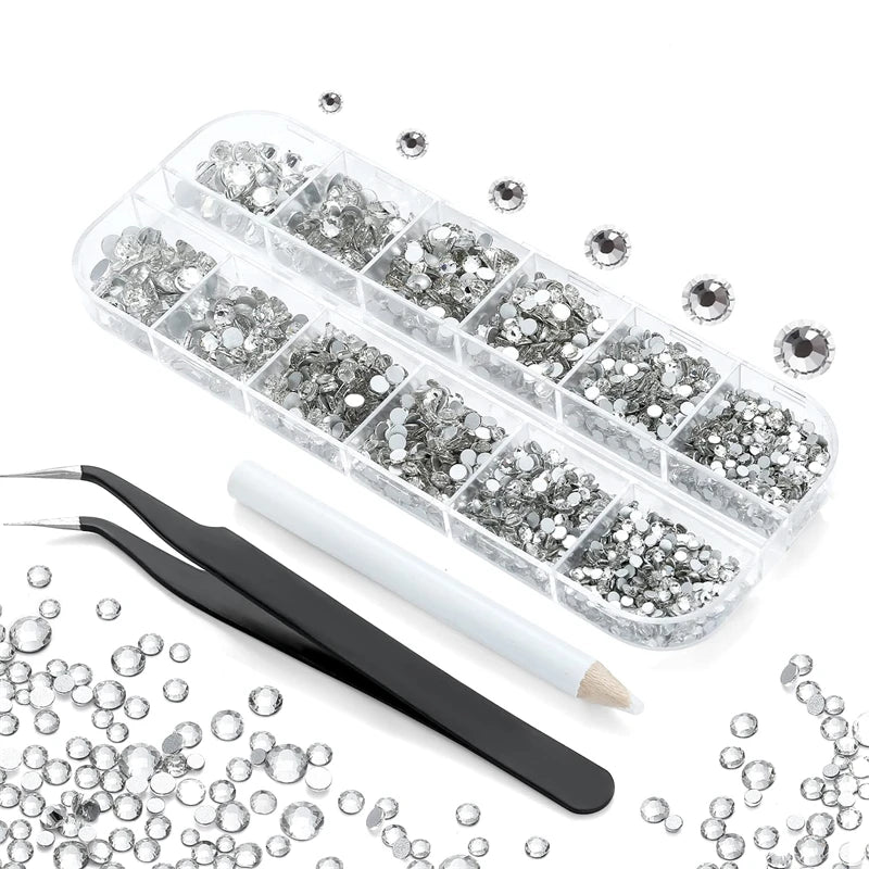 Nibiru DU Clear Flatback Rhinestone Set — 3792pc Crystal Nail Art Kit