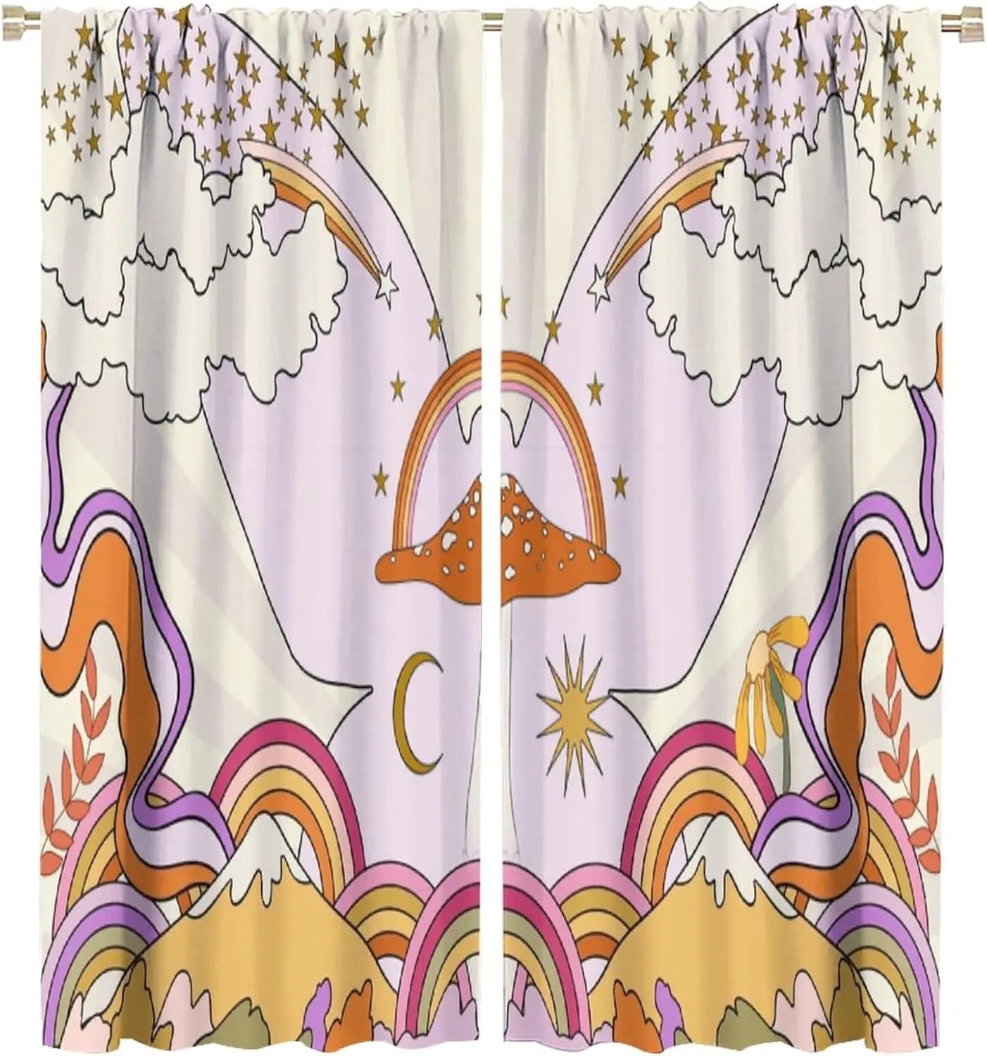 Mid Century Retro Geometric Curtains — Vintage Style Window Treatments