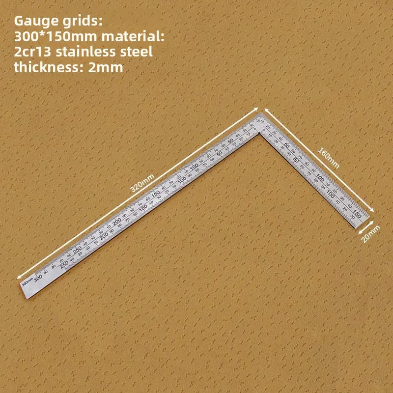 Stainless Steel L-Square Ruler — Multi-Function Right Angle Measuring Tool
