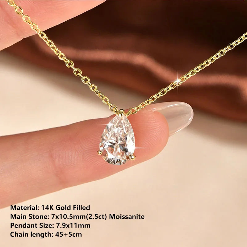 oxtao Moissanite Pendant Necklace — 14K Gold Filled Jewelry for Women