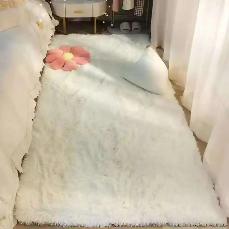 VIKAMA Tie-Dyed Fluffy Carpet — Plush Bedside Rug & Living Room Mat