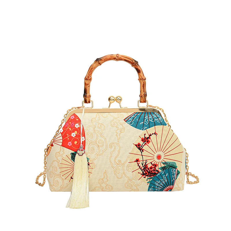 badiman Luxury Evening Clutch Bag — Elegant Rattan Handle Shoulder Purse