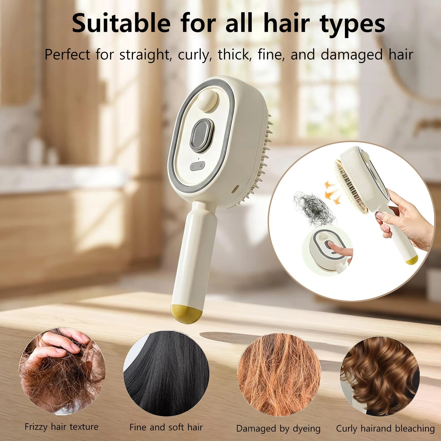 Electric Spray Hair Brush — Cordless Detangling & Anti-Static Styling Tool