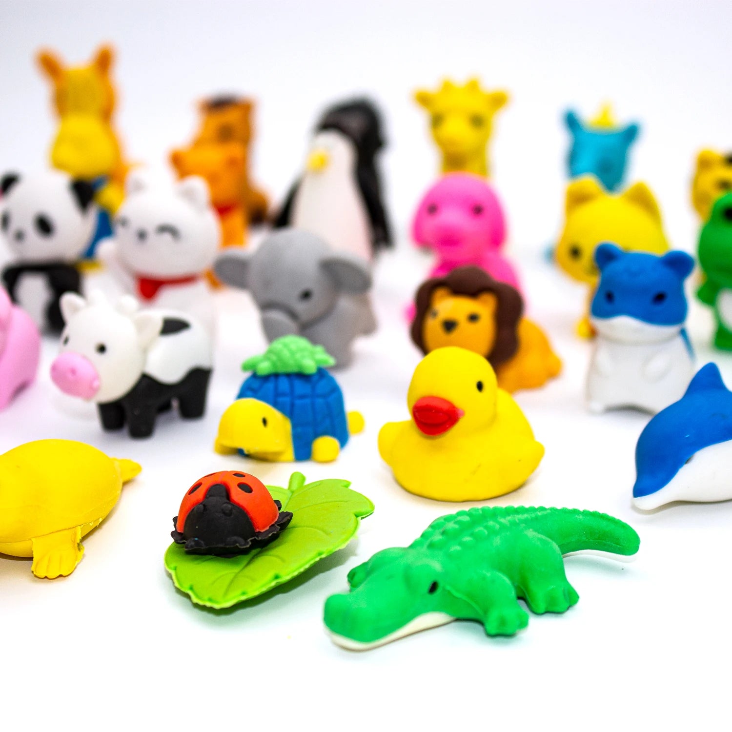 30 Piece Cute Animal Eraser Set — Colorful Mini Stationery for Students