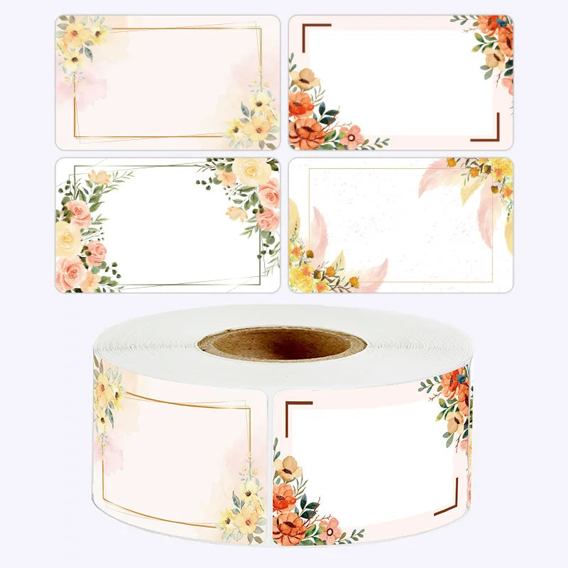 Floral Name Labels — Blank Handwritten Stickers for Kitchen & Crafts