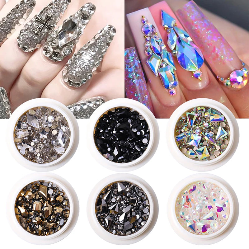 MagiBling Nail Art Rhinestone Kit — Mixed Size Crystal Gemstones for 3D Nail Design