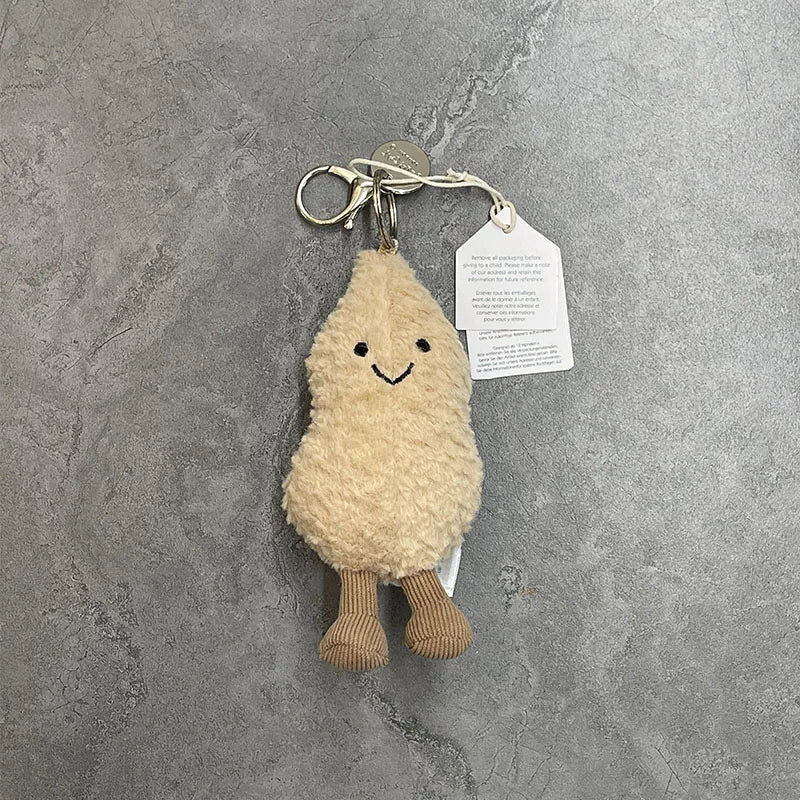 Assorted Plush Keychain Charm — Cute Animal & Food Backpack Accessory