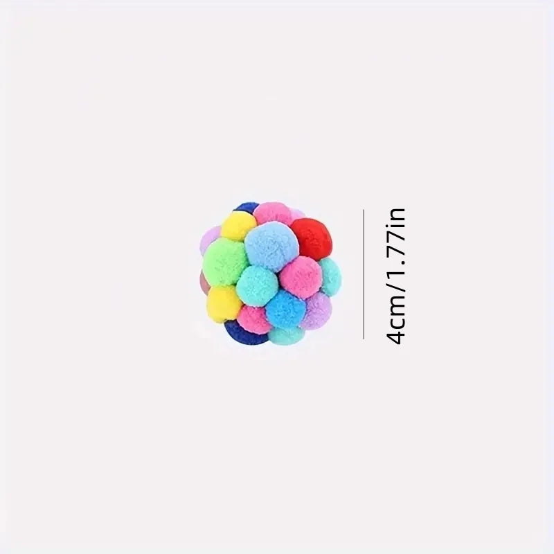 Colorful Cat Toy Ball Set — Interactive Plush and Bell Toys for Pets