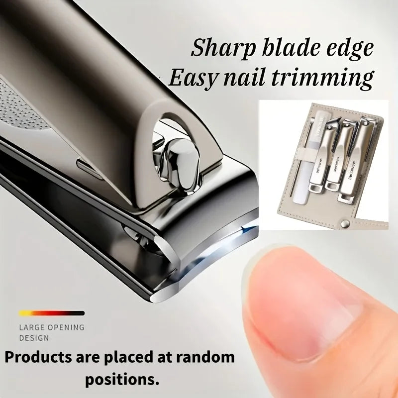 Professional Manicure and Pedicure Set — Five-Piece Grooming Kit with Storage Case