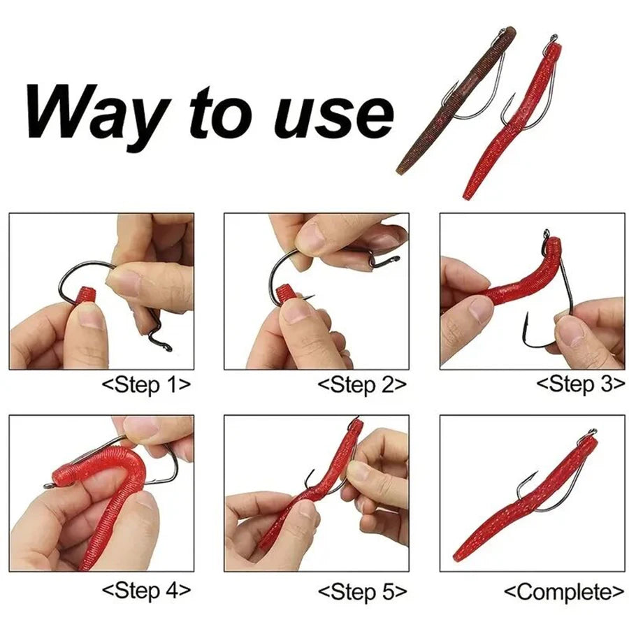 High Carbon Steel Crank Fishing Hooks — Wide Gap Offset Set for Soft Worms