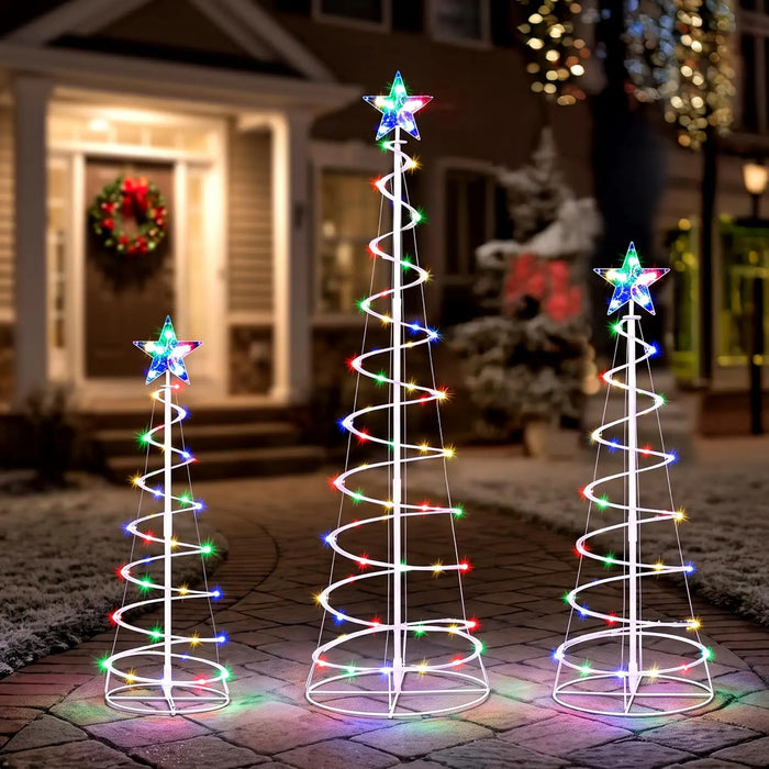 Joyfy Spiral Christmas Tree Lights — 3 Pack Multicolor LED Outdoor Decor
