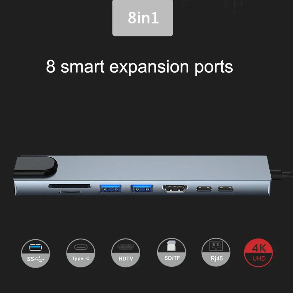 FEIWIMI 8-in-1 USB C Docking Station — Multi-Port Hub with 4K HDMI & PD Charging