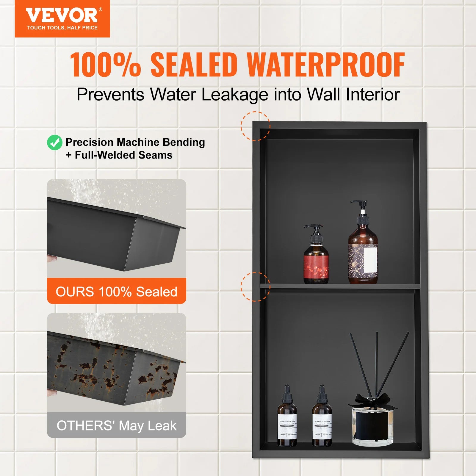 SucceBuy Stainless Steel Shower Niche — Recessed Double Shelf Storage