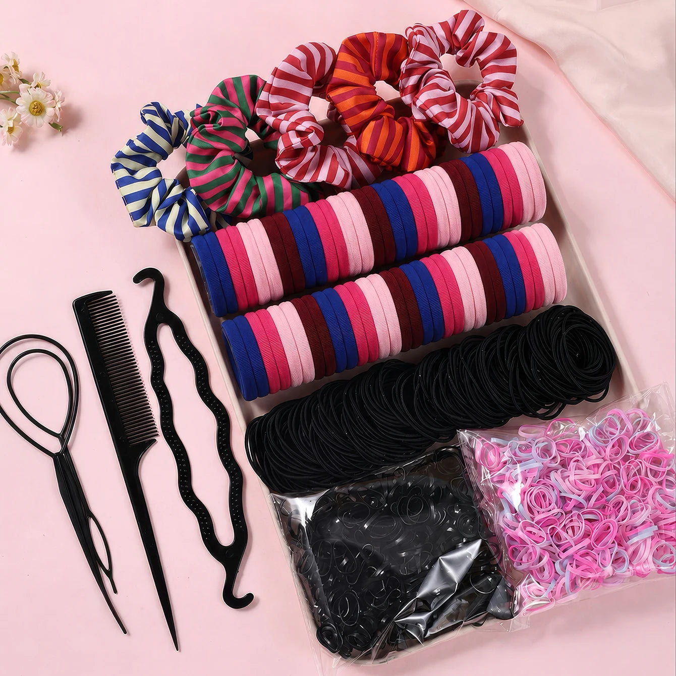 Xihui Women's Hair Accessory Set — 1109pc Elastic Scrunchies and Ties
