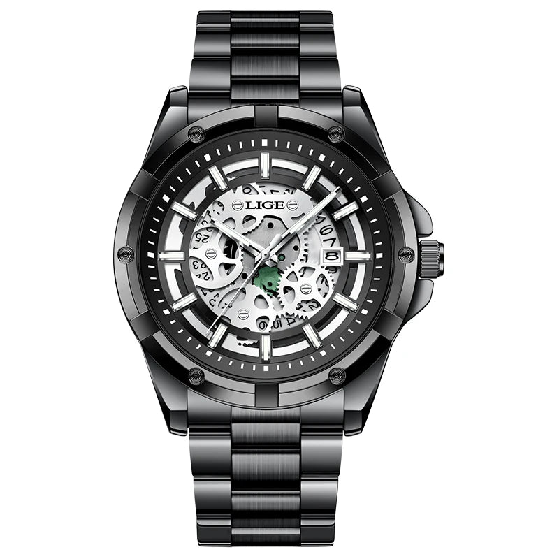 LIGE Men's Business Quartz Watch — Waterproof Stainless Steel with Luminous Hands