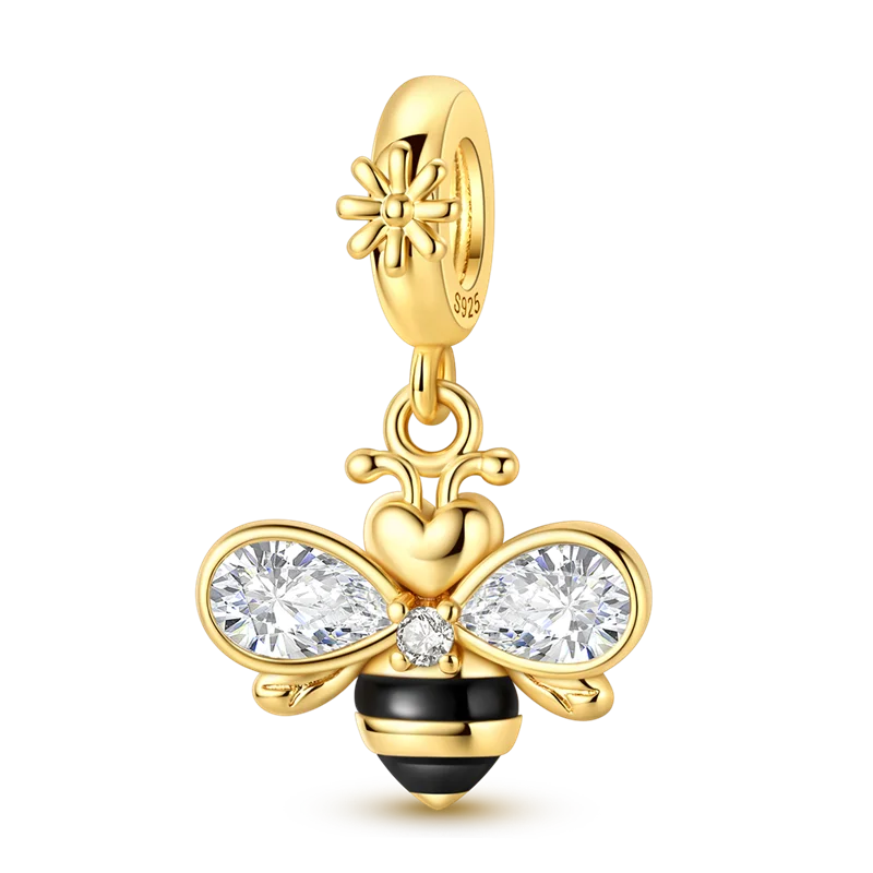 Charmhub Sparkling Zircon Elephant Charm — Gold Plated 925 Sterling Silver Bead